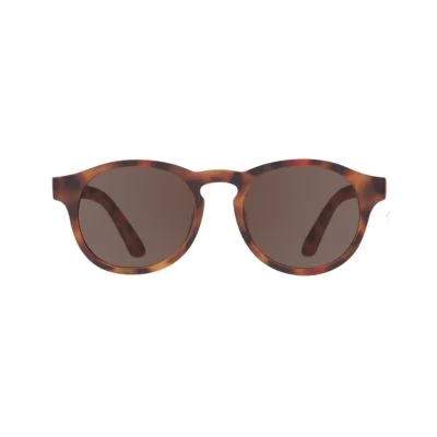 Brown tortoiseshell round sunglasses with dark lenses, shown facing forward on a plain white background—stylish and perfect as unique Easter basket fillers.