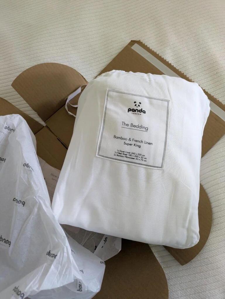 The new Panda bedding out of the box with its own storage bag