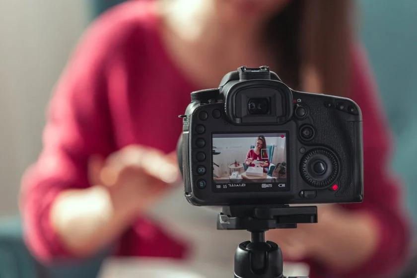 A girl records a video on a camera | Skylum Blog