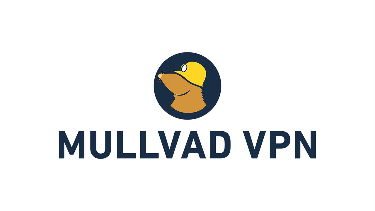 Mullvad VPN "mole" logo, with dark blue "Mullvad VPN" text on white background