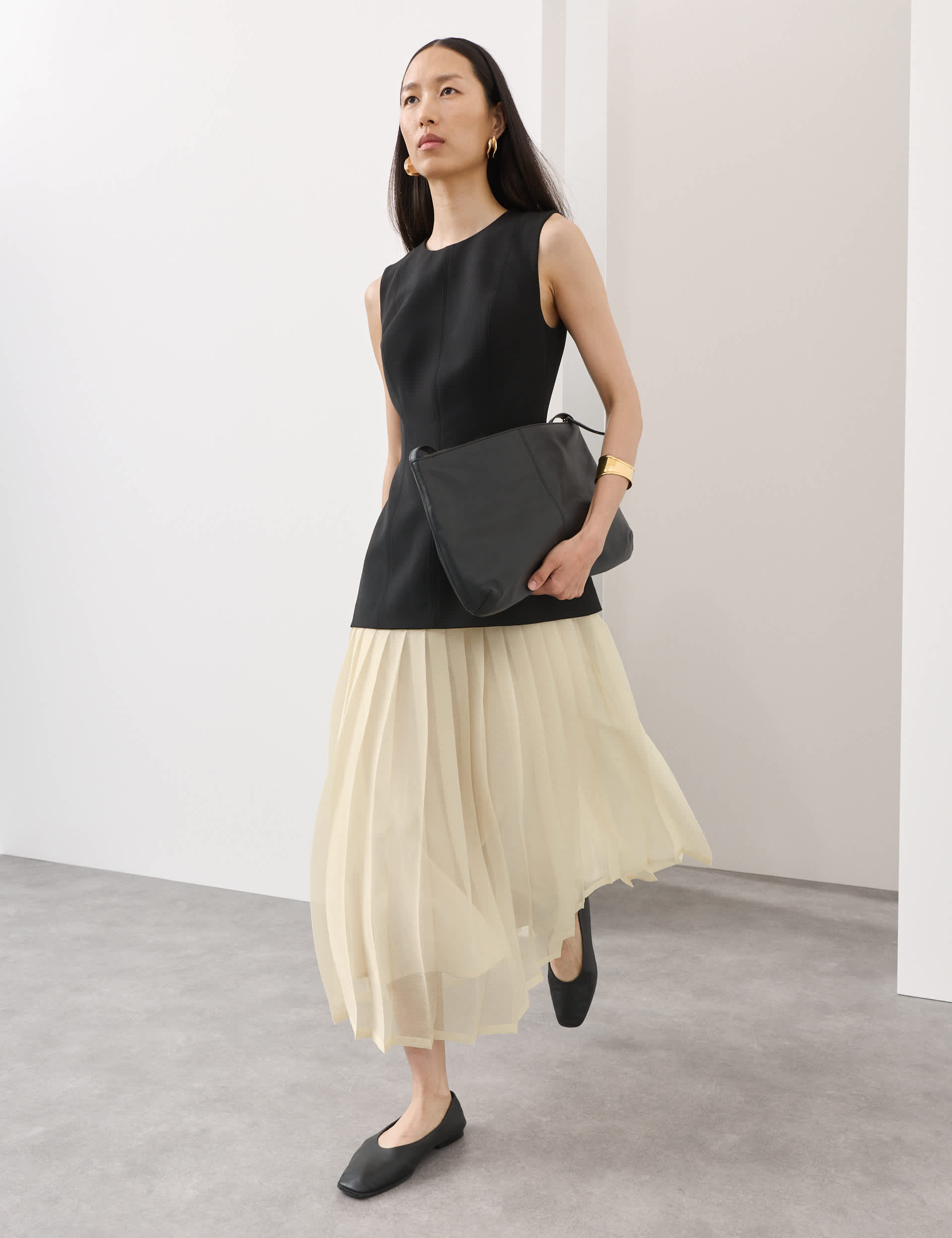 Wool Blend Layered Midaxi Dress