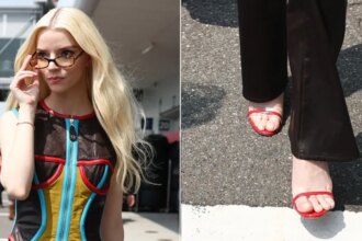 Anya Taylor-Joy joined the subtle clear shoe trend in Japan over the weekend, wearing a pair of Aquazzura Sting Sandals in red while at the F1 Grand Prix at Suzuka Circuit on Sunday.