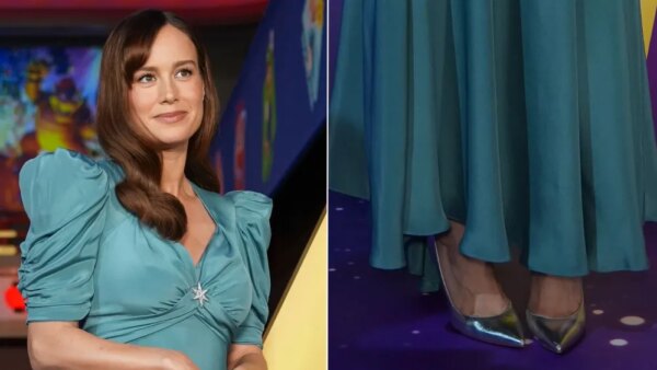 Brie Larson paired metallic silver pumps with a custom Rodarte dress to the Kyoto premiere of "The Super Mario Galaxy Movie" on Saturday, paying homage to the character she voices in the animated film, Princess Rosalina.