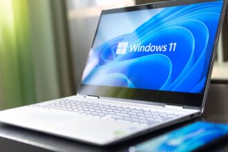 A Windows 11 laptop, demonstrating how to run Android apps on Windows 11