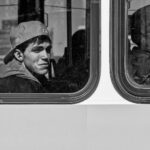 street photography boy on the bus