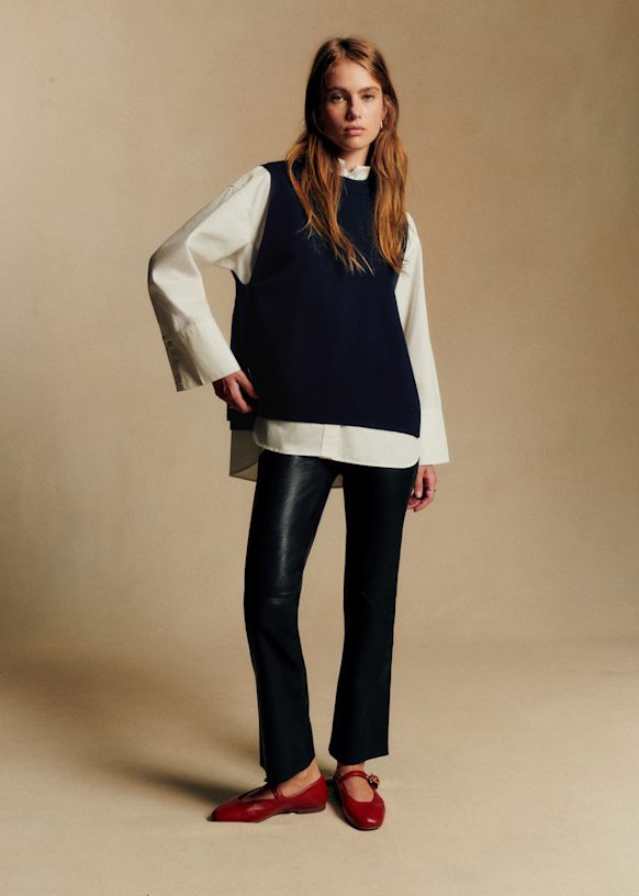 Ciara Trousers - Smooth Black Leather - Lamb Leather - Sézane